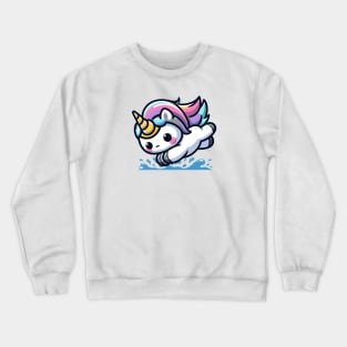 Diving Unicorn Olympics 🏊‍♀️🦄 - Perfect 10 Cuteness! Crewneck Sweatshirt